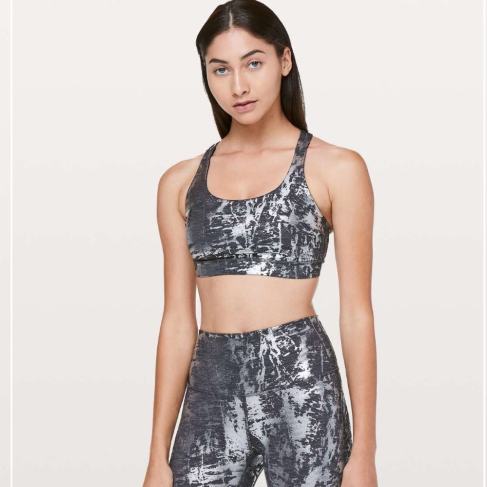 RARE lululemon energy bra crinkle Heather brindle